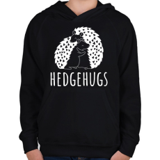 PRINTFASHION Hedgehugs - Gyerek kapucnis pulóver - Fekete