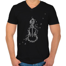 PRINTFASHION Hegedű - Férfi V-nyakú póló - Fekete férfi póló