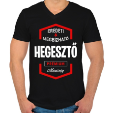 PRINTFASHION Hegesztő prémium minőség - Férfi V-nyakú póló - Fekete