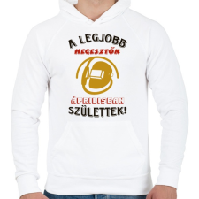 PRINTFASHION Hegesztő szülinapja április színes - Férfi kapucnis pulóver - Fehér férfi pulóver, kardigán