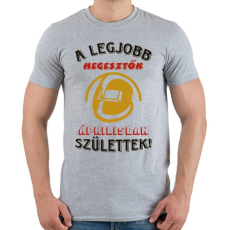 PRINTFASHION Hegesztő szülinapja április színes - Férfi póló - Sport szürke