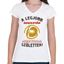 PRINTFASHION Hegesztő szülinapja augusztus színes - Női V-nyakú póló - Fehér női póló