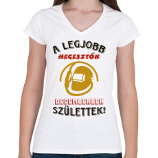 PRINTFASHION Hegesztő szülinapja december színes - Női V-nyakú póló - Fehér