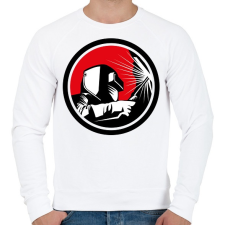 PRINTFASHION Hegesztős minta - fekete-fehér-vörös - Férfi pulóver - Fehér férfi pulóver, kardigán