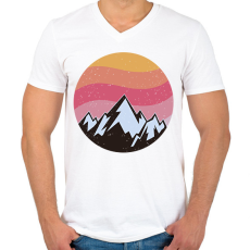 PRINTFASHION Hegycsúcs - Férfi V-nyakú póló - Fehér