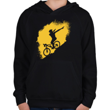 PRINTFASHION Hegyi kerékpáros - Gyerek kapucnis pulóver - Fekete gyerek pulóver, kardigán