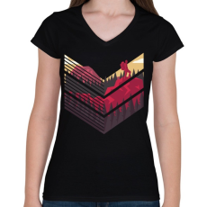 PRINTFASHION Hegymászó - Női V-nyakú póló - Fekete