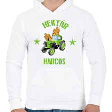 PRINTFASHION HEKTÁR HARCOS - Férfi kapucnis pulóver - Fehér férfi pulóver, kardigán