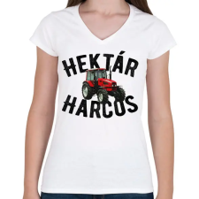 PRINTFASHION Hektár Harcos - Női V-nyakú póló - Fehér női póló