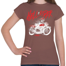 PRINTFASHION Hell Rider - fehér - Női póló - Mogyoróbarna női póló