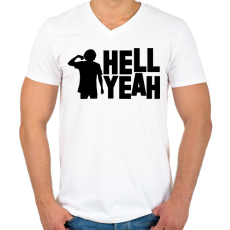 PRINTFASHION Hell Yeah - Férfi V-nyakú póló - Fehér