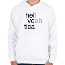 PRINTFASHION Hell yeah - Helvetica - Gyerek kapucnis pulóver - Fehér gyerek pulóver, kardigán