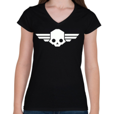 PRINTFASHION Helldivers skull - Női V-nyakú póló - Fekete női póló