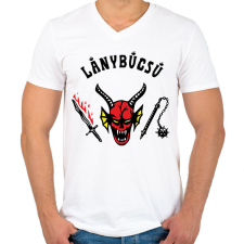 PRINTFASHION Hellfire Club lanybucsu - Férfi V-nyakú póló - Fehér férfi póló