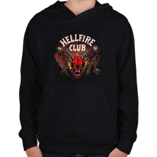PRINTFASHION Hellfire Club - Stranger Things - Gyerek kapucnis pulóver - Fekete