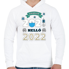 PRINTFASHION Helló 2022 - újév - Férfi kapucnis pulóver - Fehér