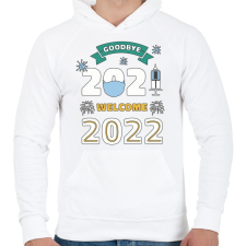 PRINTFASHION Helló 2022 - újév - Férfi kapucnis pulóver - Fehér férfi pulóver, kardigán