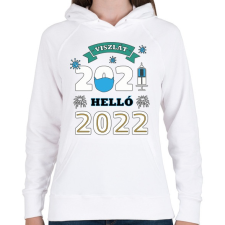 PRINTFASHION Helló 2022 - újév - Női kapucnis pulóver - Fehér női pulóver, kardigán