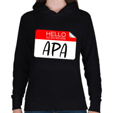 PRINTFASHION Hello az én nevem apa - Női kapucnis pulóver - Fekete női pulóver, kardigán
