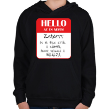 PRINTFASHION Hello az én nevem - Bögre - Gyerek kapucnis pulóver - Fekete gyerek pulóver, kardigán
