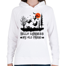 PRINTFASHION Hello darknes my old friend - Női kapucnis pulóver - Fehér női pulóver, kardigán