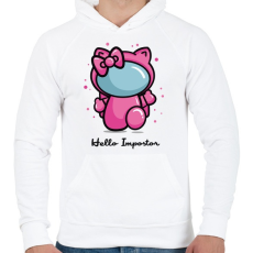 PRINTFASHION Hello impostor - Hello K - among us meme - Férfi kapucnis pulóver - Fehér