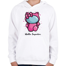 PRINTFASHION Hello impostor - Hello K - among us meme - Gyerek kapucnis pulóver - Fehér gyerek pulóver, kardigán