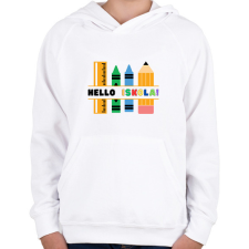 PRINTFASHION Hello Iskola - Gyerek kapucnis pulóver - Fehér gyerek pulóver, kardigán