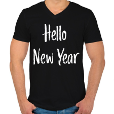 PRINTFASHION Hello New Year - Férfi V-nyakú póló - Fekete férfi póló