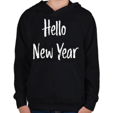 PRINTFASHION Hello New Year - Gyerek kapucnis pulóver - Fekete