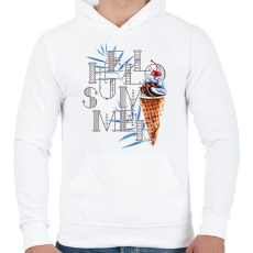PRINTFASHION Helló nyár! - Férfi kapucnis pulóver - Fehér