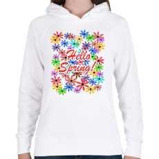 PRINTFASHION Hello Spring - Női kapucnis pulóver - Fehér