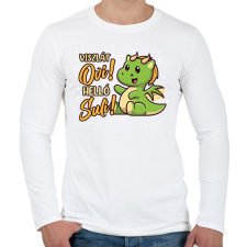 PRINTFASHION Helló suli! - Kis sárkány - Férfi hosszú ujjú póló - Fehér férfi póló
