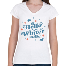 PRINTFASHION Helló tél - winter - Női V-nyakú póló - Fehér női póló