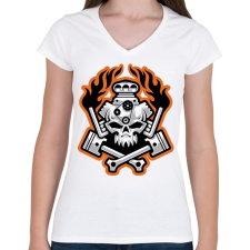 PRINTFASHION Hellride - Női V-nyakú póló - Fehér női póló