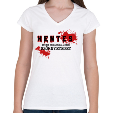 PRINTFASHION Hentes - Szörnyeteg - Női V-nyakú póló - Fehér női póló