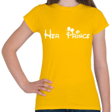 PRINTFASHION Her prince fehér - Női póló - Sárga