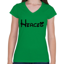 PRINTFASHION Herceg fekete felirat - Női V-nyakú póló - Zöld női póló