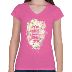 PRINTFASHION Here's the spring - Női V-nyakú póló - Rózsaszín