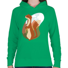 PRINTFASHION Hermelin - Női kapucnis pulóver - Zöld női pulóver, kardigán