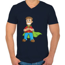 PRINTFASHION Hero - Férfi V-nyakú póló - Sötétkék férfi póló