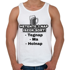 PRINTFASHION Hetente 3 nap iszok sört! - Férfi atléta - Fehér atléta, trikó