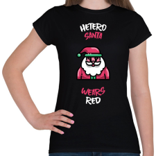 PRINTFASHION HETERO SANTA WEARS RED - Női póló - Fekete női póló