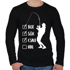 PRINTFASHION Hétvégi horgászat - Férfi hosszú ujjú póló - Fekete