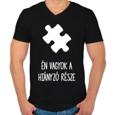 PRINTFASHION Hiányzó rész1 - Férfi V-nyakú póló - Fekete