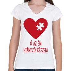 PRINTFASHION Hiányzó rész2 - Női V-nyakú póló - Fehér