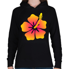 PRINTFASHION Hibiscus - Női kapucnis pulóver - Fekete női pulóver, kardigán