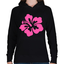PRINTFASHION hibiscus - Női kapucnis pulóver - Fekete női pulóver, kardigán
