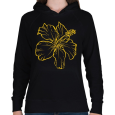 PRINTFASHION hibiscus - Női kapucnis pulóver - Fekete