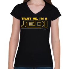 PRINTFASHION Higgy nekem, én egy JEDI vagyok! - Női V-nyakú póló - Fekete